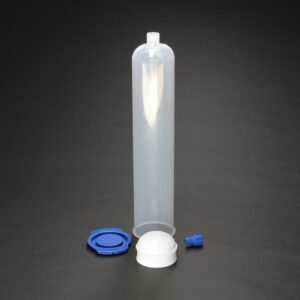 AccuDose 32oz (960cc) black cartridge kit with piston, tip cap, and end cap